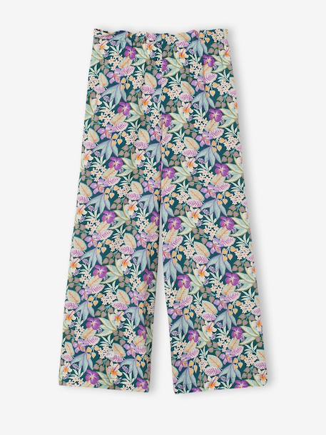 Pantalon fille large motifs fleurs Léopard+vanille+vert 13 - vertbaudet enfant 
