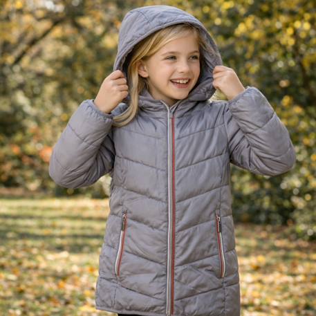 Doudoune fille imprimée Gris 2 - vertbaudet enfant 