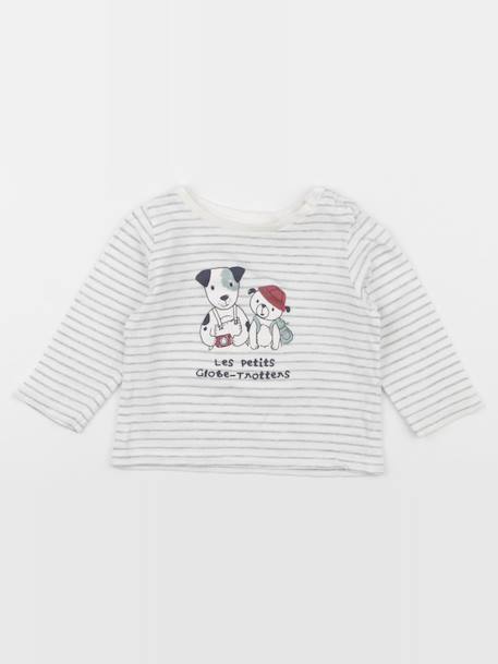 Tee-shirt - 9 mois Blanc, gris 1 - vertbaudet enfant 