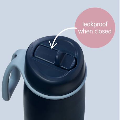 Gourde bouteille isotherme en inox avec paille Bleu marine+Vert 4 - vertbaudet enfant 