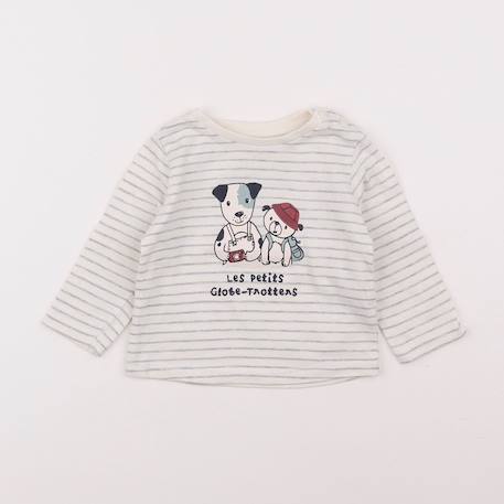 Tee-shirt - 6 mois Blanc, gris 1 - vertbaudet enfant 