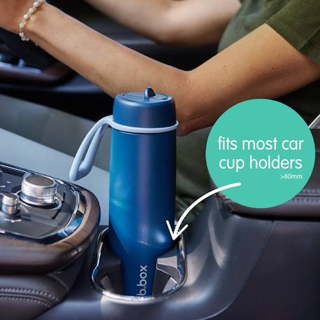 Gourde bouteille isotherme en inox avec paille Bleu marine+Vert 3 - vertbaudet enfant 