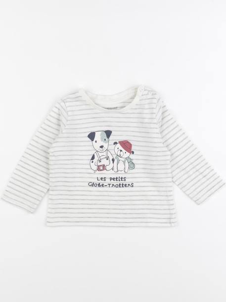 Tee-shirt - 9 mois Blanc, gris 1 - vertbaudet enfant 