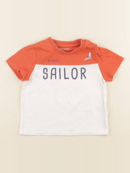 Tee-shirt - 12 mois Blanc, orange 1 - vertbaudet enfant 