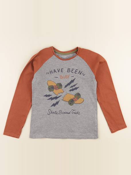 Tee-shirt - 10 ans Gris, marron 1 - vertbaudet enfant 