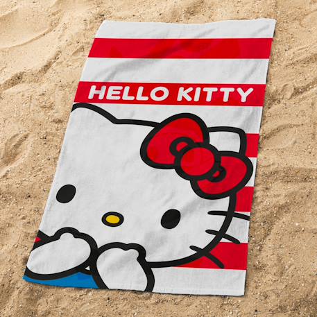 Serviette de bain et de plage imprimée 100% coton, hello kitty red Blanc 2 - vertbaudet enfant 