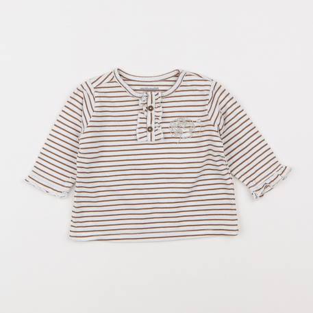 Tee-shirt - 3 mois Blanc, marron 1 - vertbaudet enfant 