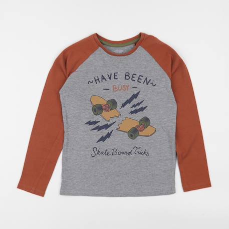 Tee-shirt - 10 ans Gris, orange 1 - vertbaudet enfant 