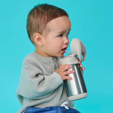 Gourde isotherme enfant avec paille anti-fuite Beige+Bleu+Jaune+Vert 2 - vertbaudet enfant 