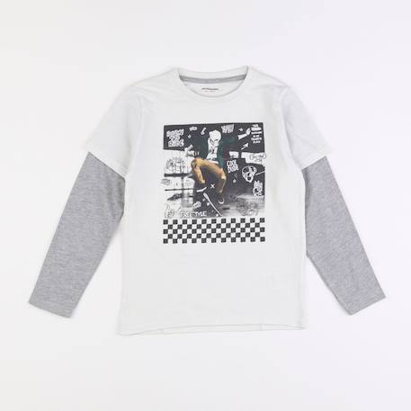 Tee-shirt - 8 ans Gris 1 - vertbaudet enfant 