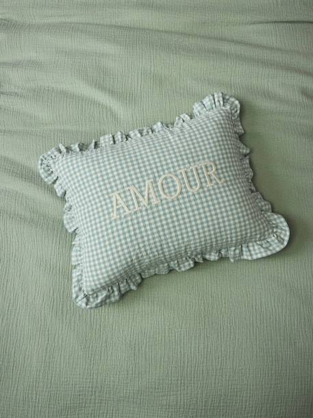 Coussin 'amour' imprimé vichy Vichy curry+Vichy vert 4 - vertbaudet enfant 