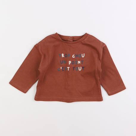 Tee-shirt - 6 mois Marron 1 - vertbaudet enfant 