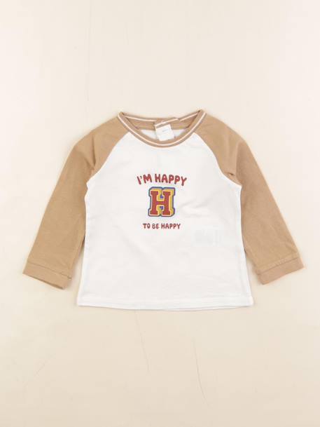 Tee-shirt - 12 mois Blanc, marron 1 - vertbaudet enfant 
