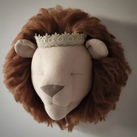 Trophée mural lion en lin – décoration chambre bébé enfant Marron 3 - vertbaudet enfant 