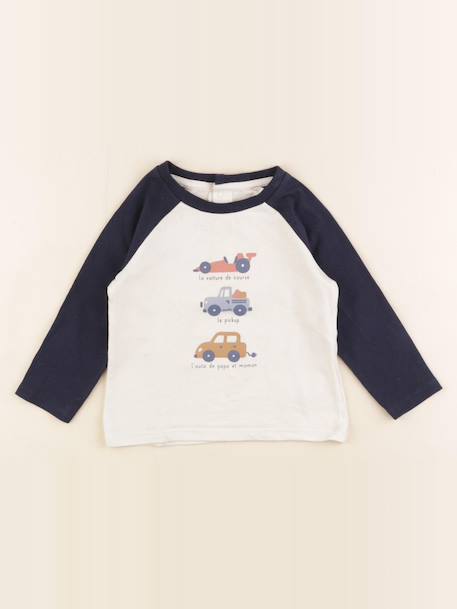 Tee-shirt - 18 mois Beige, bleu 1 - vertbaudet enfant 