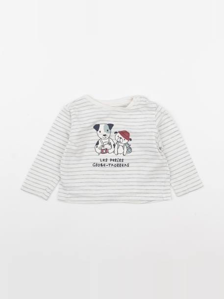 Tee-shirt - 9 mois Blanc, gris 1 - vertbaudet enfant 