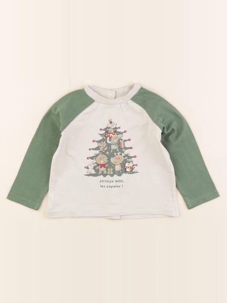 Tee-shirt - 9 mois Blanc, vert 1 - vertbaudet enfant 