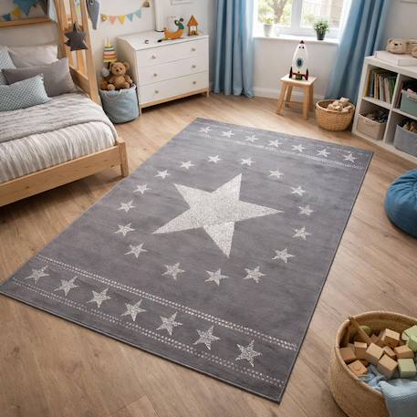 Tapis enfant tissé lyn1 1st start Gris+Rouge 1 - vertbaudet enfant 