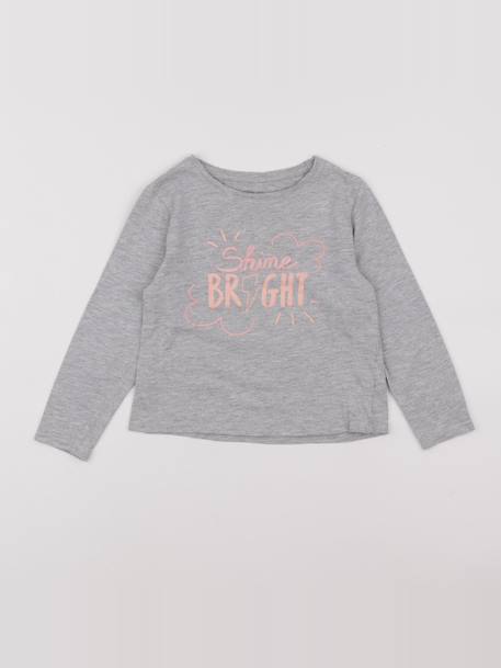 Tee-shirt - 6 ans Gris, rose 1 - vertbaudet enfant 