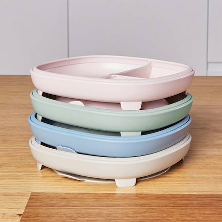 Assiette à ventouse avec compartiments amovibles Beige+Bleu+Rose+Vert de gris 16 - vertbaudet enfant 