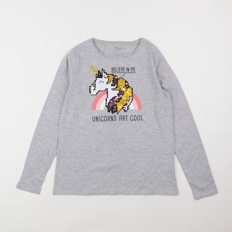 Tee-shirt - 12 ans Gris 1 - vertbaudet enfant 