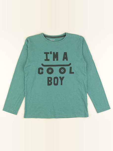 Tee-shirt imprimé au dos - 12 ans Vert 1 - vertbaudet enfant 