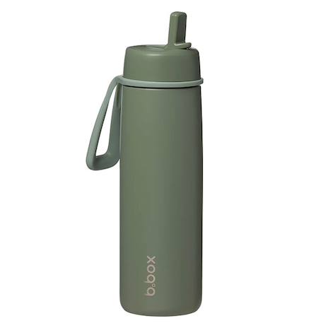 Gourde bouteille isotherme en inox avec paille Bleu marine+Vert 10 - vertbaudet enfant 