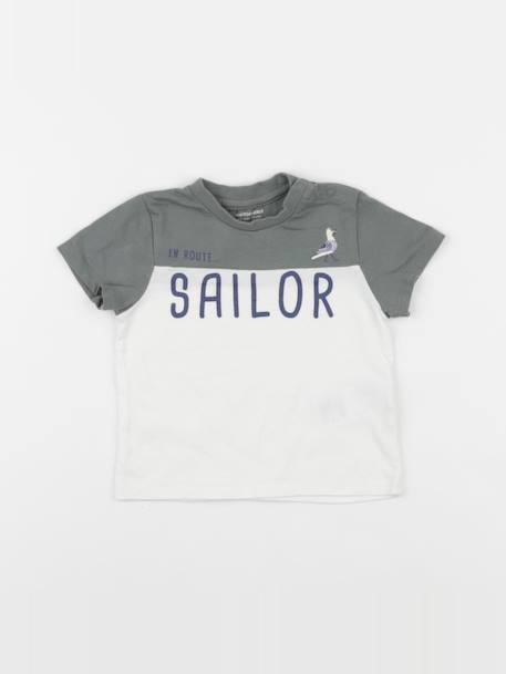 Tee-shirt - 12 mois Blanc, vert 1 - vertbaudet enfant 