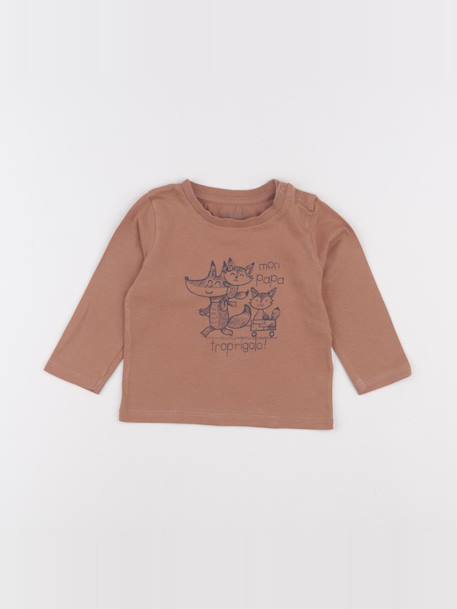 Tee-shirt - 9 mois Marron 1 - vertbaudet enfant 
