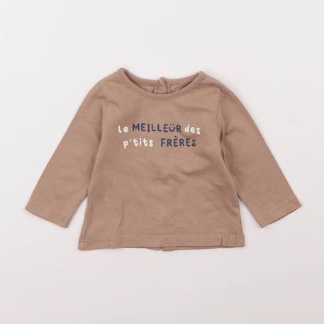 Tee-shirt - 3 mois Marron 1 - vertbaudet enfant 