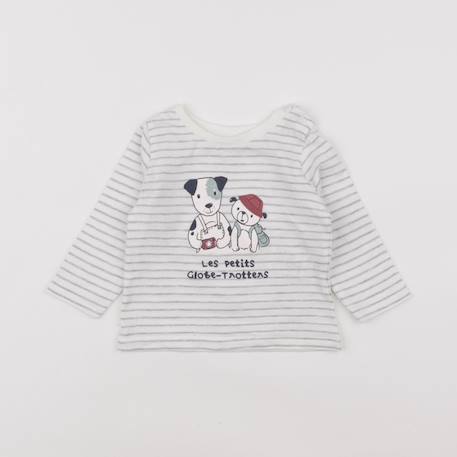 Tee-shirt - 6 mois Blanc, gris 1 - vertbaudet enfant 