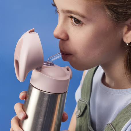 Gourde isotherme en inox avec paille Bleu+Rose+Vert 7 - vertbaudet enfant 