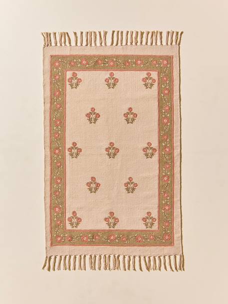 Tapis agathe en coton brodé - petit modèle Imprimé  fleurs 1 - vertbaudet enfant 