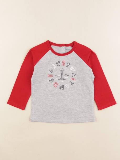 Tee-shirt - 12 mois Gris, rouge 1 - vertbaudet enfant 