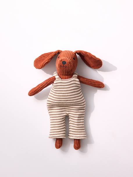 Peluche chien en velours avec salopette Marron 1 - vertbaudet enfant 