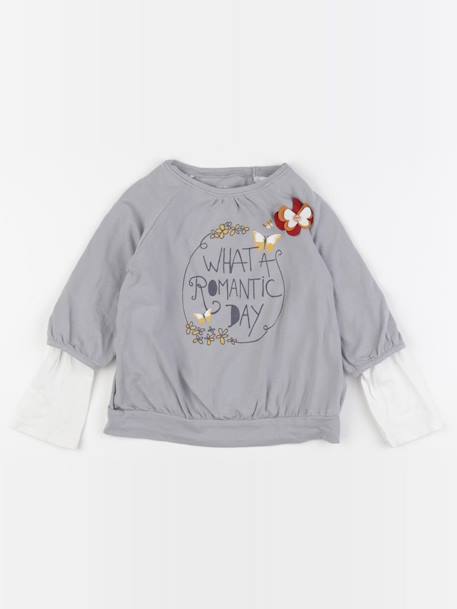 Tee-shirt imprimé au dos - 4 ans Gris 1 - vertbaudet enfant 