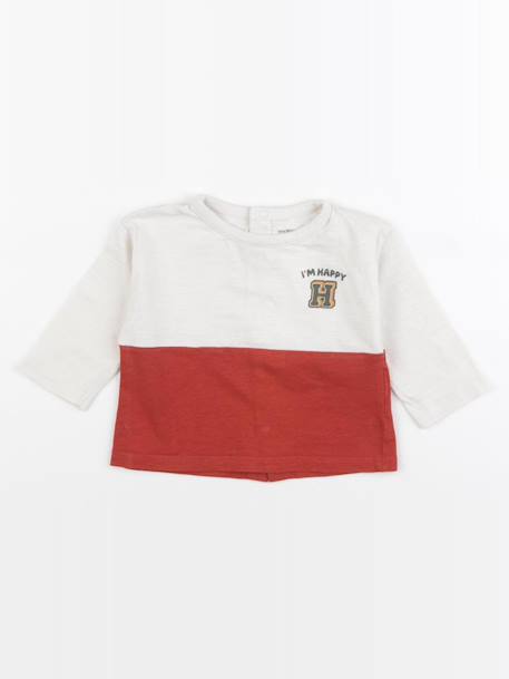Tee-shirt - 6 mois Beige, rouge 1 - vertbaudet enfant 