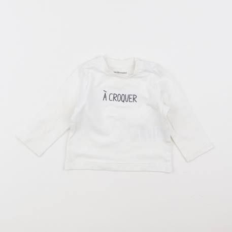 Tee-shirt velours - 6 mois Blanc 1 - vertbaudet enfant 