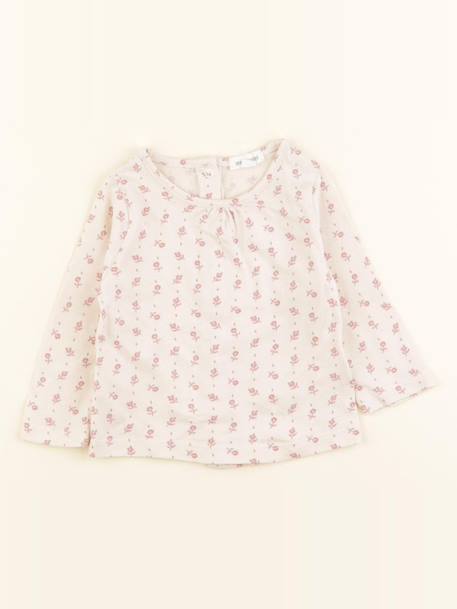 Tee-shirt - 6 mois Blanc, rose 1 - vertbaudet enfant 