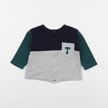 Tee-shirt - 6 mois Bleu, gris 1 - vertbaudet enfant 