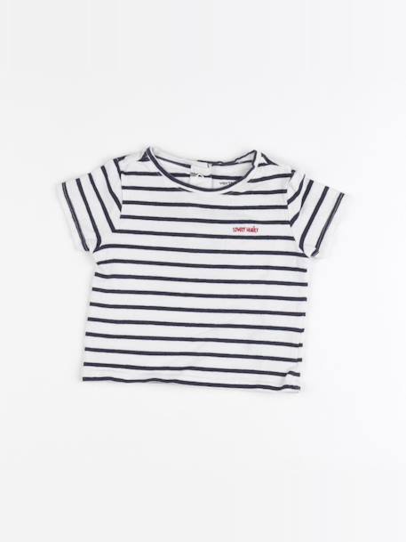 Tee-shirt - 3 mois Blanc, bleu 1 - vertbaudet enfant 