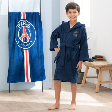 Peignoir enfant brodé 100% coton, psg vainqueurs Bleu 3 - vertbaudet enfant 