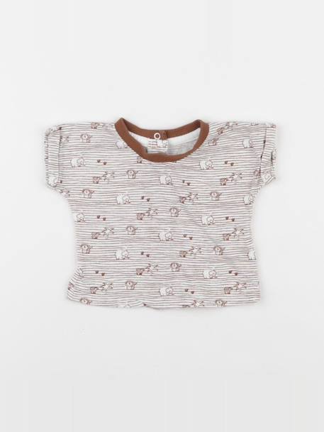 Tee-shirt - 3 mois Blanc, marron 1 - vertbaudet enfant 