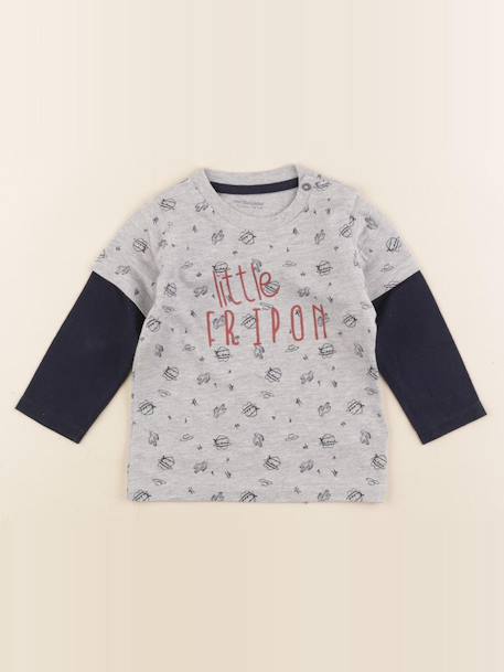 Tee-shirt - 12 mois Bleu, gris 1 - vertbaudet enfant 