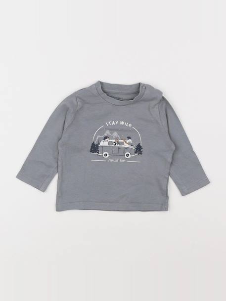 Tee-shirt - 6 mois Gris 1 - vertbaudet enfant 