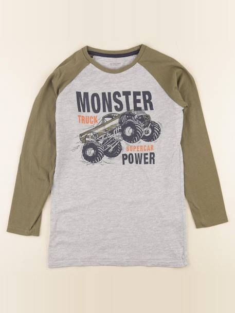 Tee-shirt - 10 ans Gris, vert 1 - vertbaudet enfant 