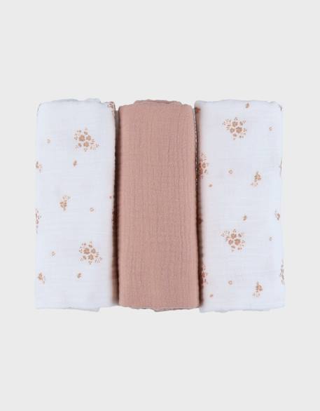 Lot de 3 langes 70* coton bio Ecru 1 - vertbaudet enfant 
