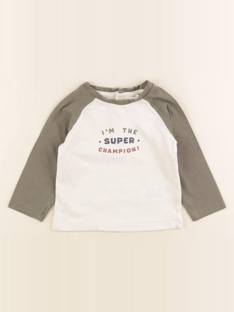 Tee-shirt - 12 mois Beige, vert 1 - vertbaudet enfant 