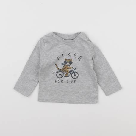 Tee-shirt - 6 mois Gris 1 - vertbaudet enfant 