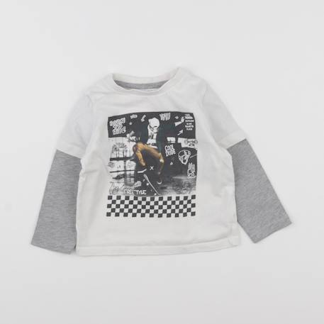 Tee-shirt - 2 ans Blanc, gris 1 - vertbaudet enfant 